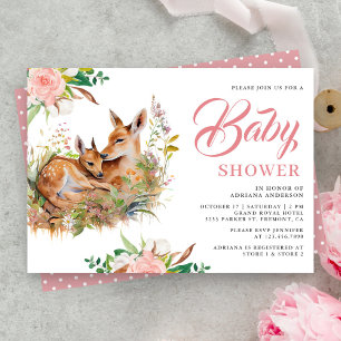 Invitation Baby Shower Floral Maman et Bébé Cerf