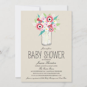 Invitation Baby shower Floral Mason Jar