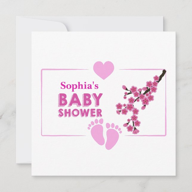 Invitation Baby shower floral mignon personnalisé (Devant)