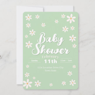 Invitation Baby shower Floral moderne - Daisy Vert Personnali