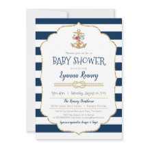 Baby shower floral nautique de bleu marine d'Ancre