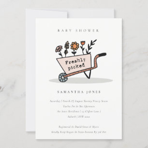 Invitation Baby shower floral pâté frais cuits