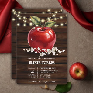 Invitation Baby shower Floral Pomme Rouge rustique