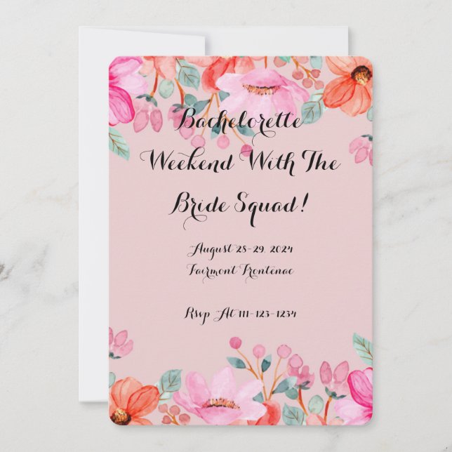 Invitation Baby shower floral rose  (Devant)