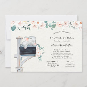 Invitation Baby shower floral rose éléphant par courrier