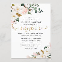 Baby shower floral rose et blanc de Magnolia