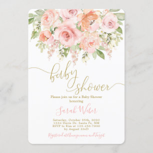 Invitation baby shower floral rose et melon