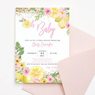 Invitation Baby shower floral rose limonade