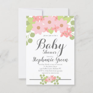 Invitation Baby shower Floral Rose mignon