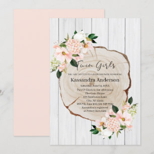Invitation Baby shower Floral Russe Blush