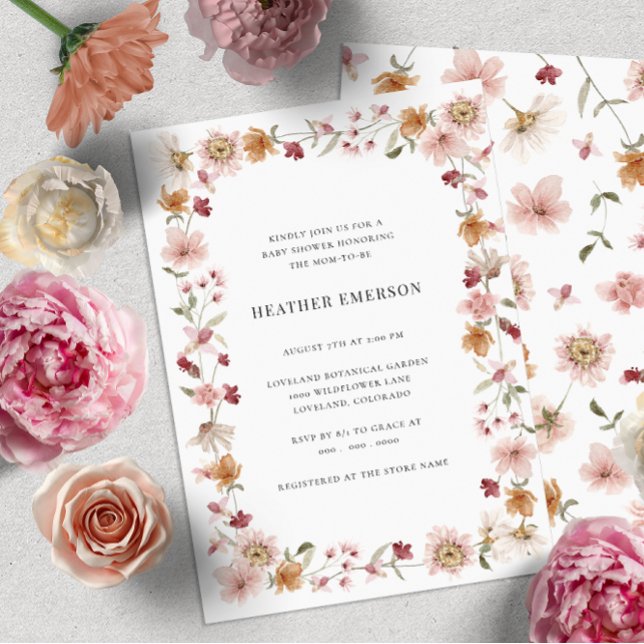 Invitation Baby shower floral rustique (Créateur téléchargé)