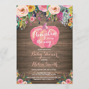 Invitation Baby shower Floral Rustique Citrouille