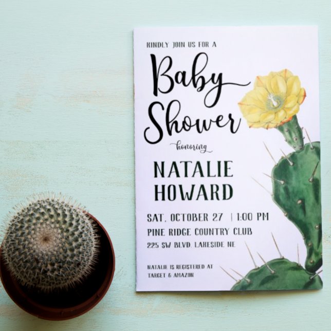 Invitation Baby shower Floral Succulent (Créateur téléchargé)