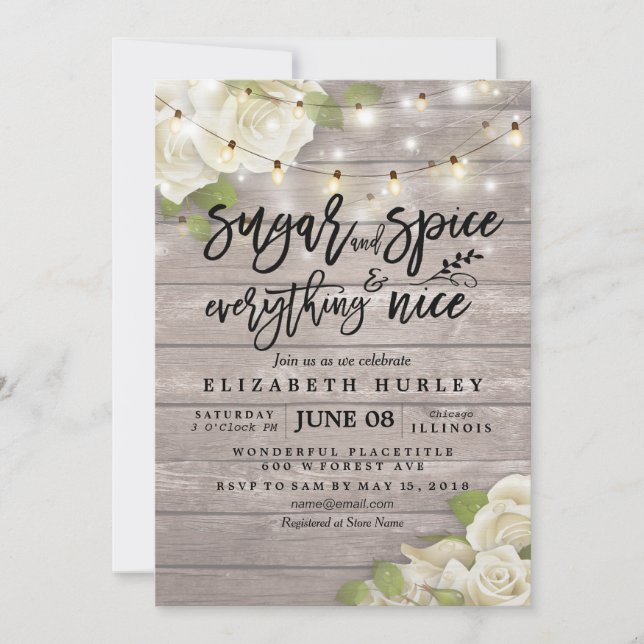 Invitation Baby shower Floral Sucre & Épices & Tout Nice (Devant)