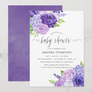 Invitation Baby shower Floral Ultra Violet