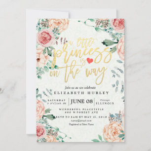 Invitation Baby shower floral une petite princesse est en rou