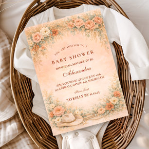 Invitation Baby Shower Floral Western