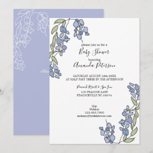 Invitation Baby shower floral Wisteria dessiné à la main