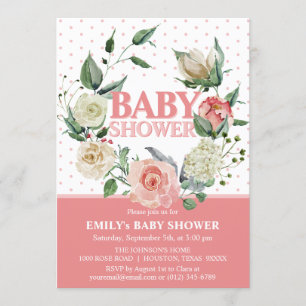 Invitation Baby shower florale de Rose rose