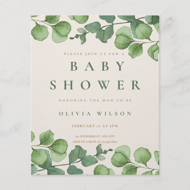 invitation baby shower, flowers (Front)
