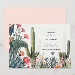 INVITATION BABY SHOWER FOLIAGE CACTUS