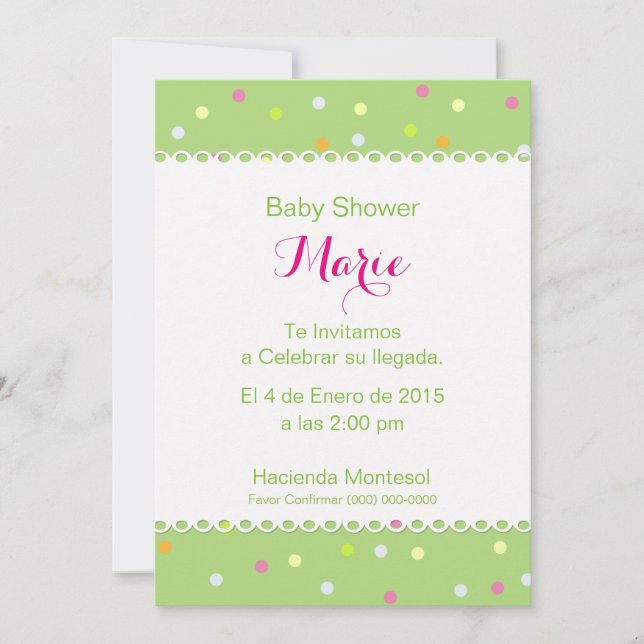 Invitation Baby Shower - Fonds Vert (Devant)