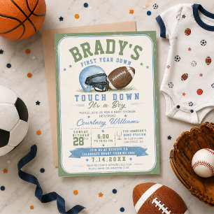 Invitation baby shower football soccer aquarelle