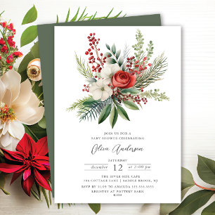 Invitation Baby shower Foral d'hiver