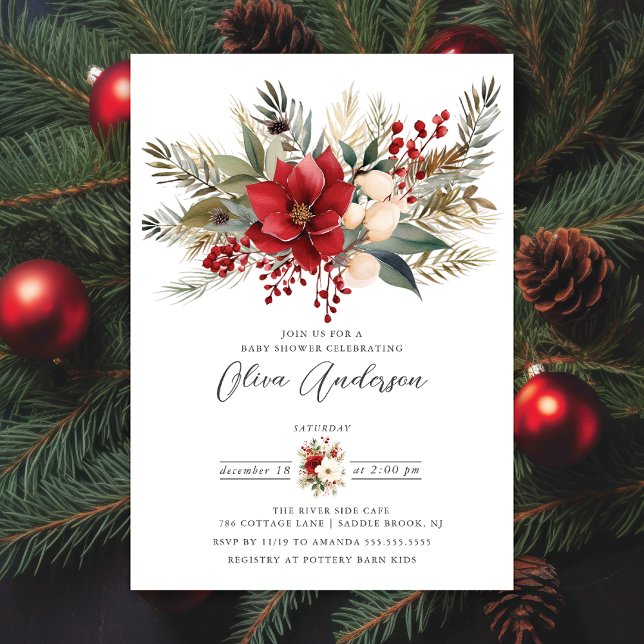 Invitation Baby shower Foral d'hiver (Créateur téléchargé)