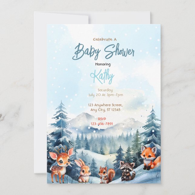 Invitation Baby shower forestier (Devant)