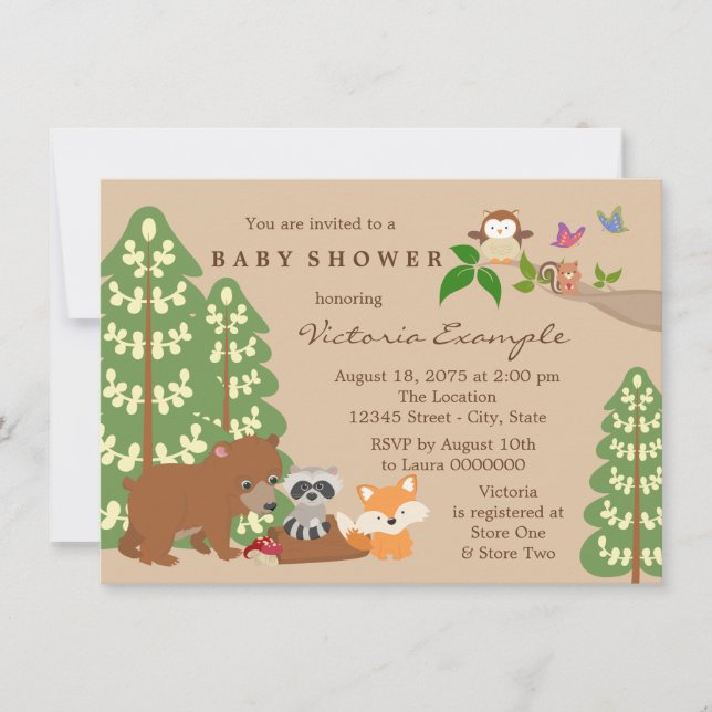 Invitation Baby shower forestier (Devant)