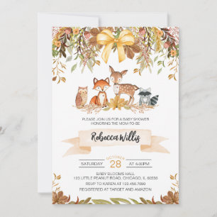 Invitation Baby shower forestier d'automne neutre pour les ho