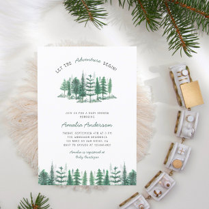 Invitation Baby shower forestier d'aventure Pin d'hiver
