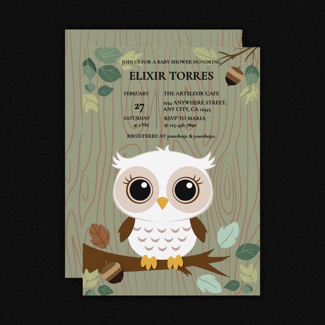 Invitation Baby shower forestier de la Chouette rustique (Créateur téléchargé)