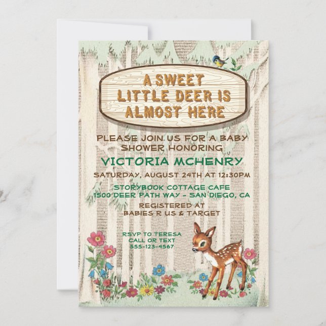 Invitation Baby shower forestier de la forêt de cerfs-bébés (Devant)