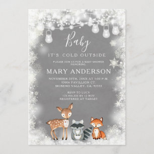 Invitation Baby shower forestier des bois d'hiver