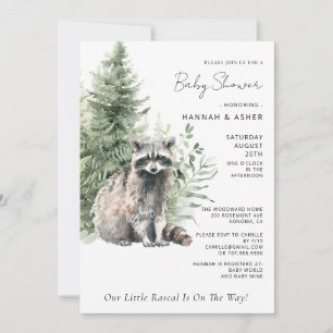 Invitation Baby shower forestier du petit Rascal Raccoon