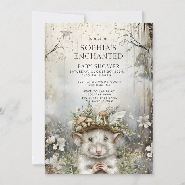 Invitation Baby shower forestier enchanté (Devant)
