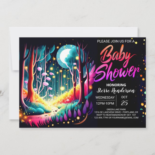 Invitation Baby shower forestier luciole Dreamy (Devant)