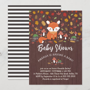 Invitation Baby shower forestier renard d'automne