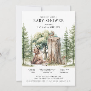Invitation Baby shower forestier rustique des ours