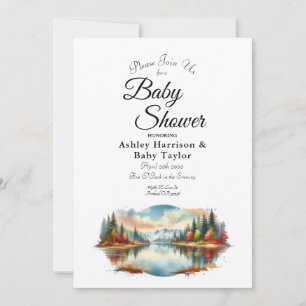 Invitation Baby shower forestier Rustique Lakeside d'automne