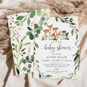 Invitation Baby shower forestier Végétation Forêt Animaux