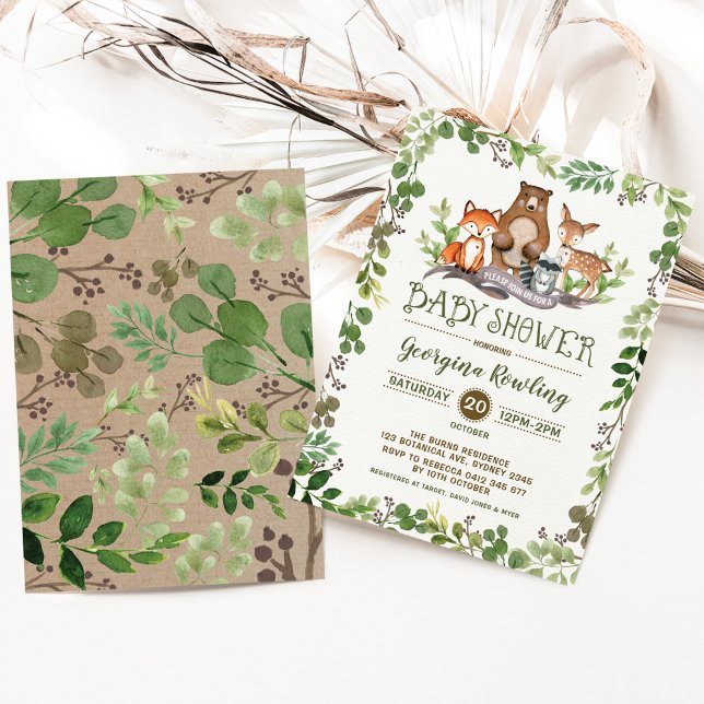 Invitation Baby shower forestier vert forêt d'invitation (Créateur téléchargé)