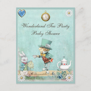 Invitation Baby shower fou de thé du pays des merveilles de