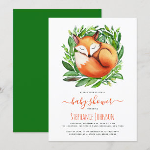 Invitation Baby shower Fox dormant dans la verdure mignonne W