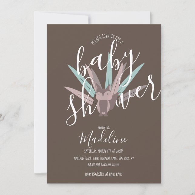Invitation Baby shower Fox Plumes de Bohême (Devant)