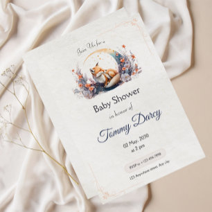 Invitation Baby shower Fox - Thème Woodland