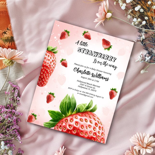 Invitation Baby shower fraise (Créateur téléchargé)
