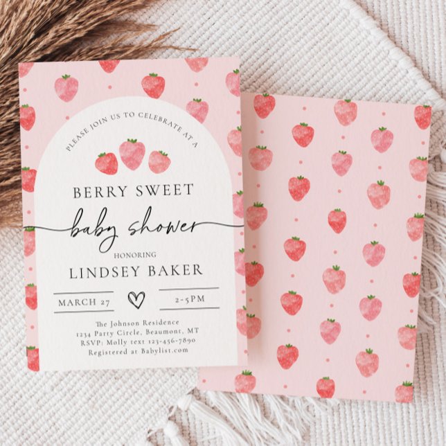 Invitation Baby shower fraise | Berry Baby (Créateur téléchargé)